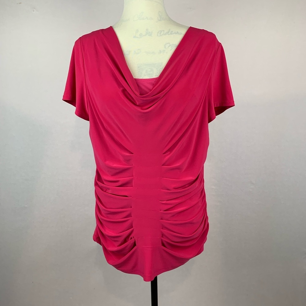 B-Slim Fusia Short Sleeve Blouse Size L